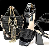 Shoes Bags Two Piece Sets Tassel Decorative Ankle Strap Simple Elegant Cocktail Or Daily